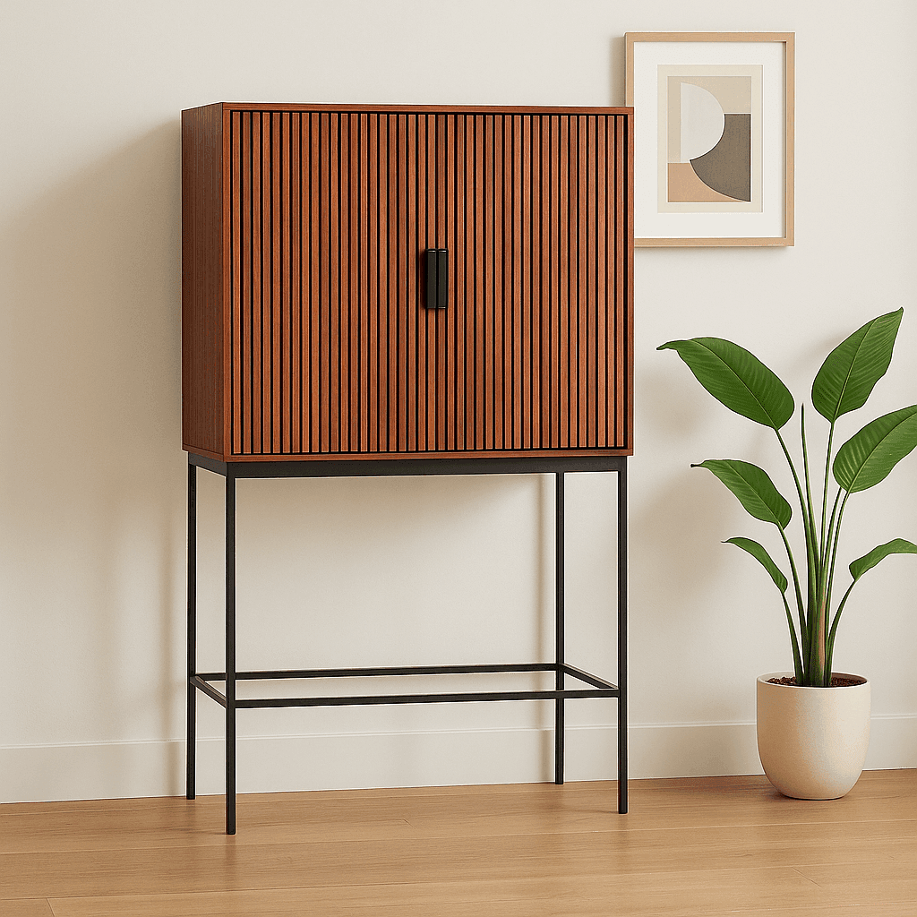 Meuble bar à lamelles